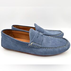 Allen Edmonds Super Sport Penny Driver Denim Suede Loafers Men's Size 9.5 D